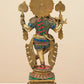 Handmade Brass Sculpture of Krishna Playing the Flute with Vaishnava Symbol 19 Inches