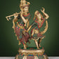 Handmade Brass Sculpture of Dancing Radha Krishna with Inlay Work 16 Inches