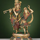 Handmade Brass Sculpture of Dancing Radha Krishna with Inlay Work 16 Inches