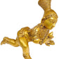 Baby Krishna Idol with Tribal Hairstyle Eating Butter 9 inches