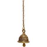 Messing-Ganesha-Glocke, 14 cm, mit Aufhängekette und Ganesha Relief
