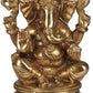 Brass Statue of Lord Ganesha Delighting in Modak 8 inches