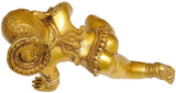 Baby Krishna statue eating butter, gold-tone, tribal hairstyle, 9 inches