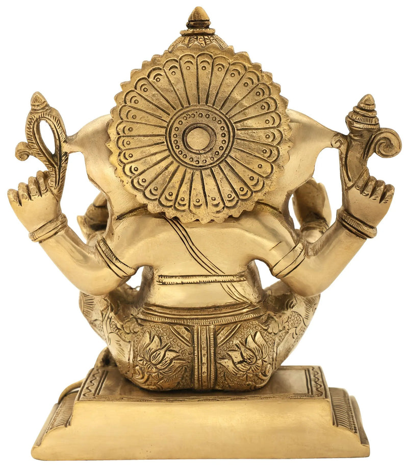 Handmade brass statue of Lord Ganesha in Abhaya Mudra 7 inches