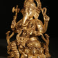 Brass statue of Ganesha seated in Kamalasana pose 8 inches