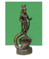 Brass Kaliya Krishna statuette (15 cm), side view with raised right hand