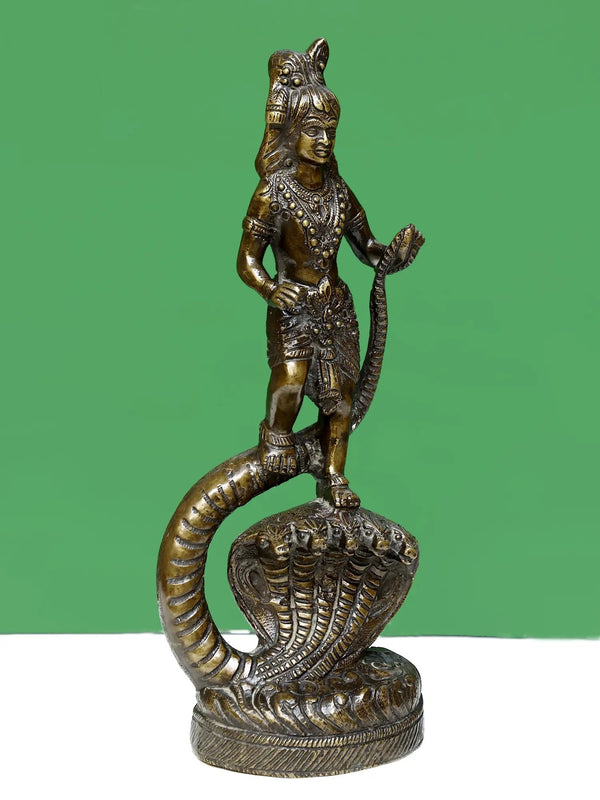 Brass Sculpture of Kaliya Krishna 15 CM