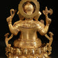 Brass statue of Ganesha seated in Kamalasana pose 8 inches