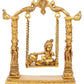 Handmade Brass Statue of Butter Krishna on a Swing 11 inches