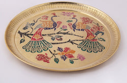 Meenakari Art Plate with Peacock Design (Available in Multiple Sizes) 2CM