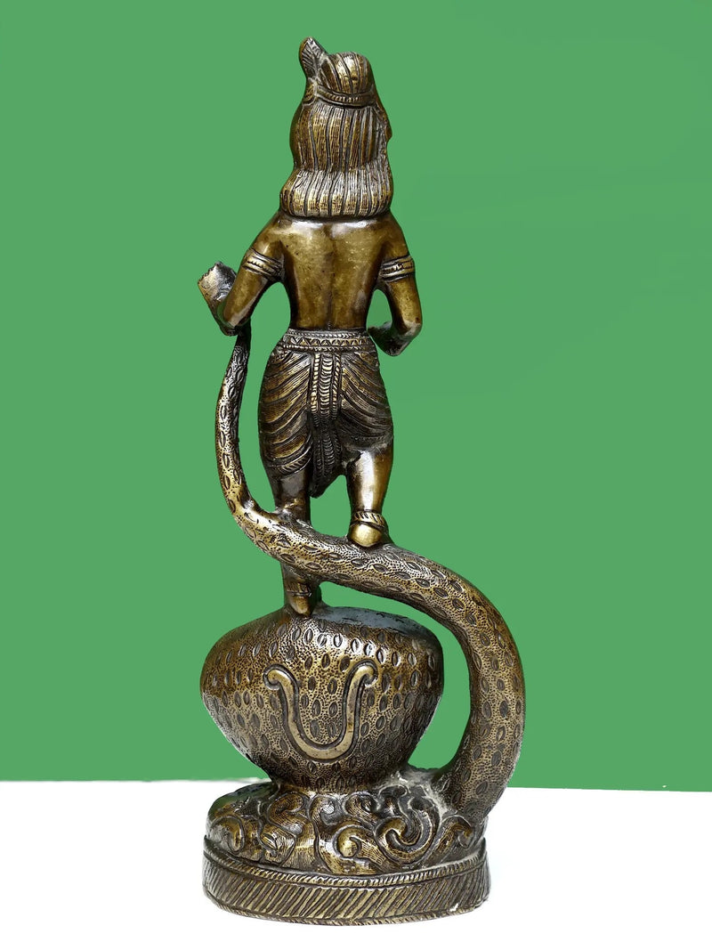 Brass Sculpture of Kaliya Krishna 15 CM