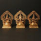 Brass Small trio of Lakshmi, Ganesha, and Saraswati 5 inches