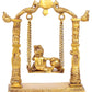 Handmade Brass Statue of Butter Krishna on a Swing 11 inches