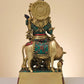 Handmade Brass Sculpture of Krishna Playing the Flute with His Cow 23 inches