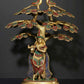 Brass Statue of Shri Krishna Playing Flute Under the Kadamba Tree with Inlay Work 15 Inches