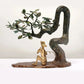 Brass Statue of Lord Krishna Playing the Flute Under a Tree 19 Inches