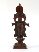 Antique brass Radha Ji statue rear, double chala, 5 inches