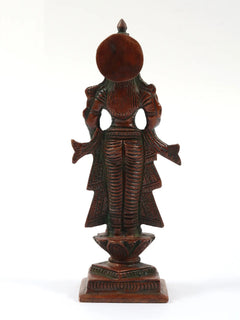 Antique brass Radha Ji statue rear, double chala, 5 inches