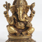 Brass Four-Armed Seated Ganesha Statue Granting Abhaya 8 Inches