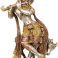 Brass Sculpture of Krishna with Cow 13 inches