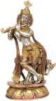 Brass Sculpture of Krishna with Cow 13 inches