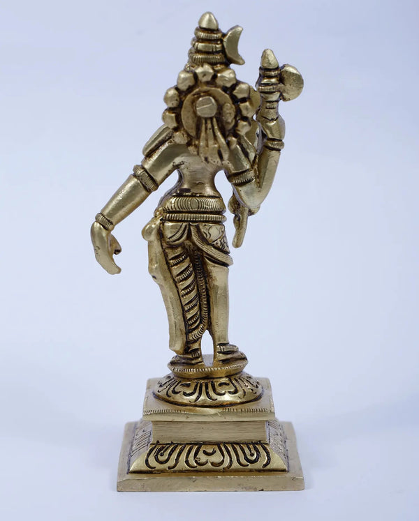 Small Ardhanarishvara Brass Statue | Shiva-Shakti Idol 5 inches Study Setting
