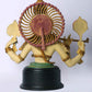 Colourful Brass Bust of Chaturbhuja Venugopal (Krishna) on Wooden Base 18 Inches