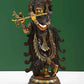 Double Chala Brass Statue of Lord Krishna Playing the Flute 13 Inches