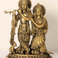 Divine Brass Statue of Radha and Krishna with Cow and Peacock 22 Inches