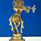 Amazing Natural Brass Statue of Lord Krishna Playing the Flute 12 inches