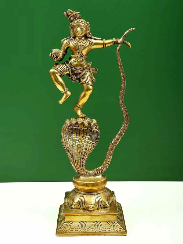 Brass Statue of Kaliya Krishna 18 Inches