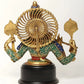 Chaturbhuja Venugopal (Krishna) Brass Bust with Inlay Work on Wooden Base 18 inches