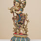 Handmade Brass Sculpture of Krishna Playing the Flute with Inlay Work 22 Inches