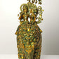 Handmade Greenish Gold  Brass Statue of Radha and Krishna Riding on an Elephant 23 inches