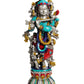 Brass Statue of Fluting Krishna in a Silver Hue 21 Inches