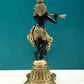 Black with natural Brass Statue of Lord Krishna on a High Pedestal 12 INCHES