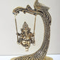 Brass Lord Ganesha on a Peacock-Design Swing 9 inches