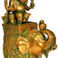 Brass depiction of Lord Ganesha riding an elephant 11 inches