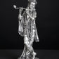 Silver-Plated Brass Statue of Lord Krishna Playing the Flute 7 inches