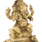 Brass Statue of Lord Ganesha Seated on a High Pedestal 6 inches