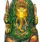 Brass Amazing henna touch King Ganesha with Lakshmi Ji Carved on Pedestal 10 inches