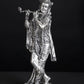 Silver-Plated Brass Statue of Lord Krishna Playing the Flute 7 inches