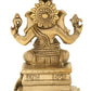 Brass Statue of Lord Ganesha Seated on a High Pedestal 6 inches