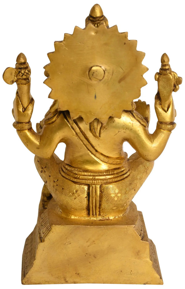 Handmade Brass Statue of Lord Ganesha 7 inches Entryway Setting