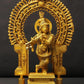 Brass Idol of Lord Krishna Playing the Flute on a Kirtimukha Pedestal 8 inches