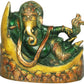 Brass Henna touch Idol of Ganesha Relaxing on a Crescent Moon 4 inches