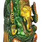 Brass Amazing henna touch King Ganesha with Lakshmi Ji Carved on Pedestal 10 inches