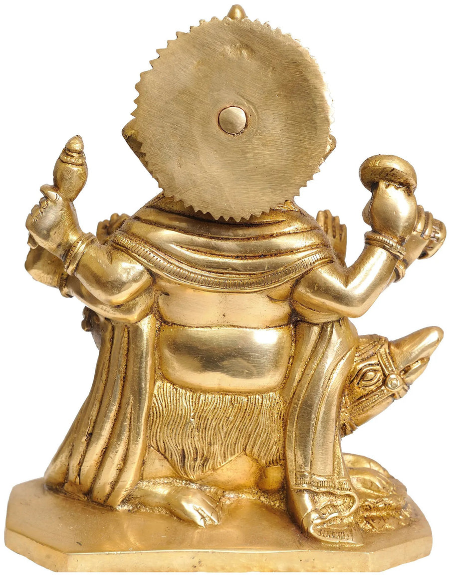 Lord Ganesha Seated on a Rat in Brass 9 cm Craft Detail