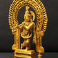 Brass Idol of Lord Krishna Playing the Flute on a Kirtimukha Pedestal 8 inches