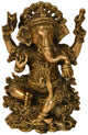 Brass Statue of Ganesha Seated on a Lotus 7 inches